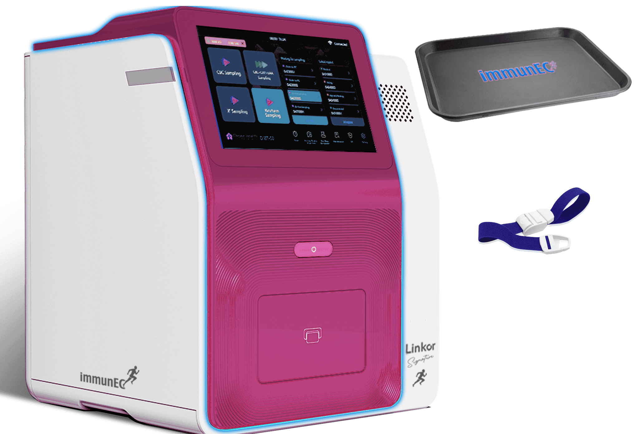 Linkor immunEC analyser with sample tray, ready for the screening workflow